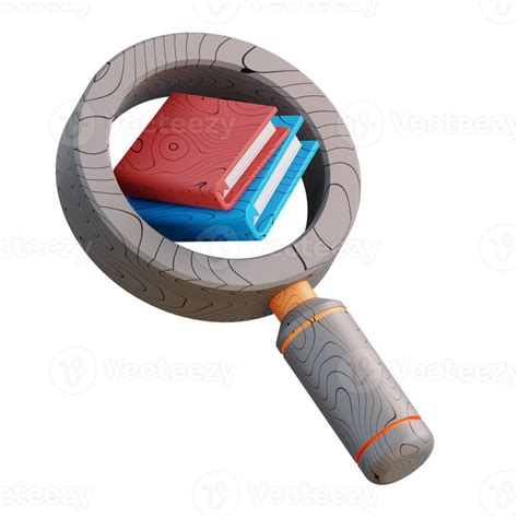 3D Illustration Of Magnifying Glass And Book 23655699 PNG