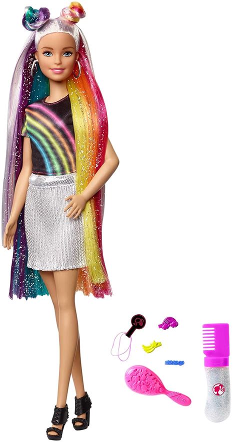 Barbie Fxn96 Rainbow Sparkle Hair Doll Uk Toys And Games