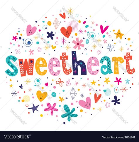 Sweetheart Typography Lettering Decorative Text Vector Image