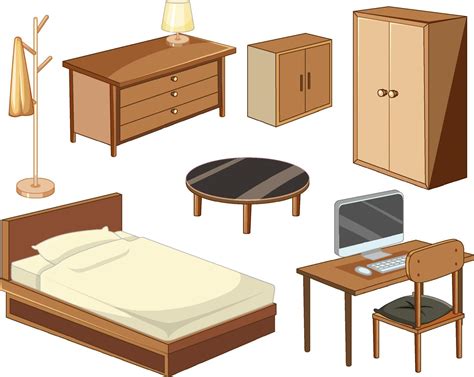 Objetos De Muebles De Dormitorio Aislado Sobre Fondo Blanco Vector En Vecteezy