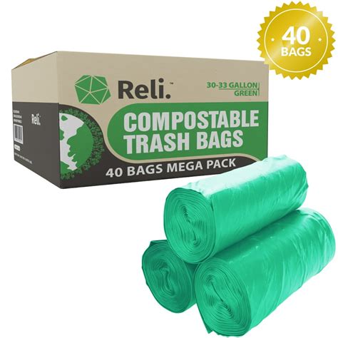 Reli Eco Friendly Compostable 30 33 Gallon Biodegradable Trash Bags