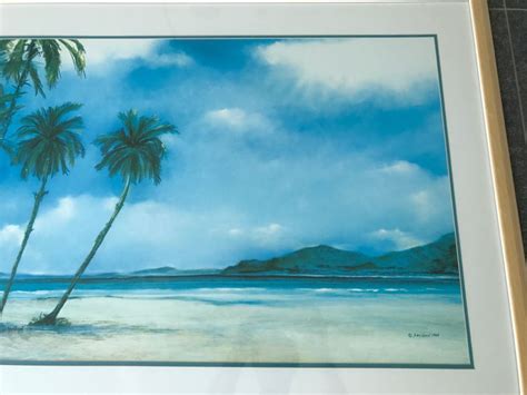 Large size blue beach theme modern stretched and framed seascape 1 panels giclee canvas prints artwork landscape big framed canvas wall art for home decor and living room decorations. Vintage 1989 Arvidson Beach Print Framed