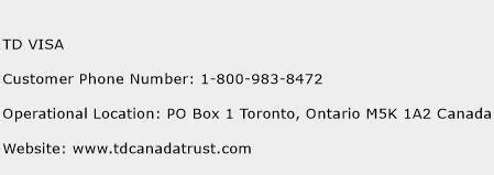 Td visa card customer service is available daily from 7:00 am to 12:00 am edt. TD VISA Contact Number | TD VISA Customer Service Number | TD VISA Toll Free Number