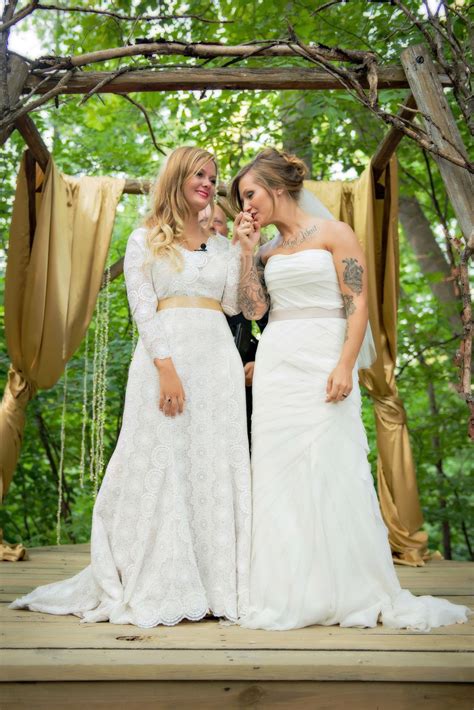 Erin And Samanthas Candlelight In The Woods Wedding Lesbian Wedding Lesbian Bride Lesbian