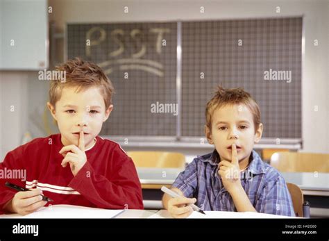 Classrooms Boys Gesture Silence Quiet Writing Work Background