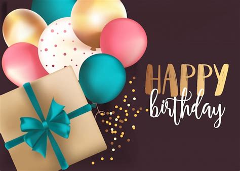 Plantilla De Feliz Cumpleaños Con Caja Vector Premium