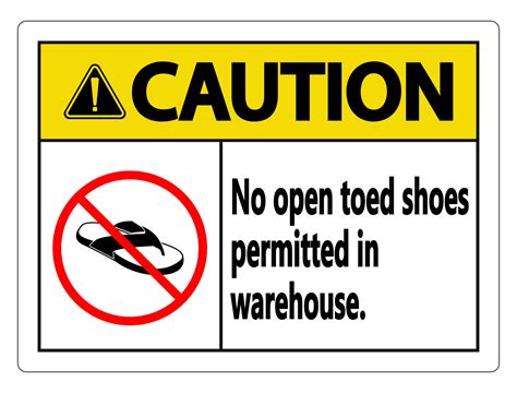 Caution No Open Toed Shoes Sign On White Background 3577261 Vector Art