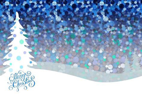 Christmas Night Background With Fir Trees And Snow Dark Blue Sky