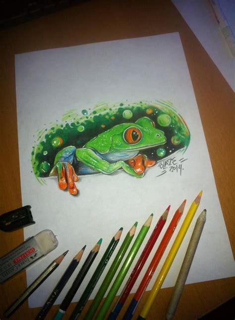 Frog Color Pencil Drawing By Blaze Color Pencil Drawing Drawings