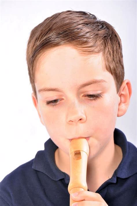 Boy Playing Recorder Stock Photo Image Of Recorder Flute 10500734