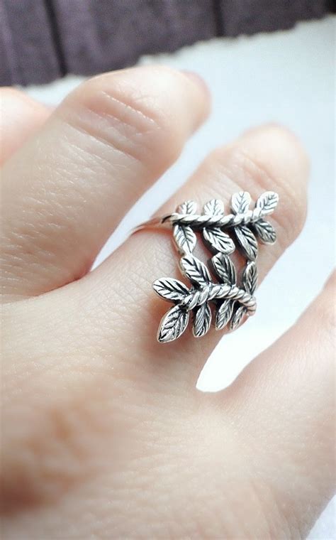 Sterling Silver Olive Branch Ring Leaf Silver By Laplumeblanche