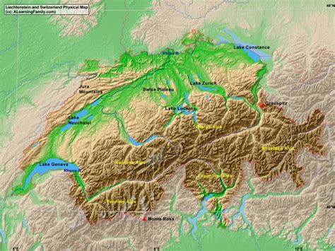 Switzerland Physical Map