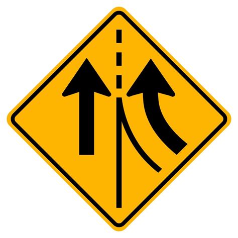 Warning Traffic Sign Merging Right Lane 2201520 Vector Art At Vecteezy