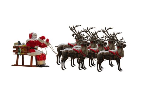 Santa Claus And 6 Reindeer Transparent Png Stickpng