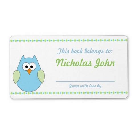 Boy Owl Baby Shower Bookplates Book Plates Personalized Shipping Labels