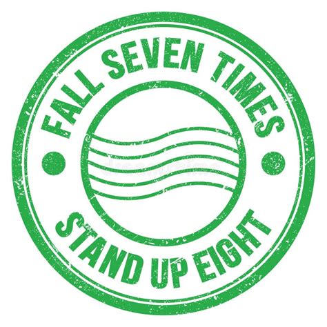 Fall Seven Times Stand Up Eight Text On Green Round Postal Stamp Sign