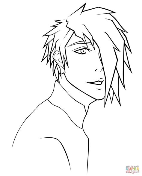 Anime Boy With Glasses Drawing Sketch Coloring Page