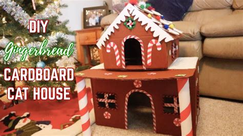 Diy Gingerbread Cat House Cardboard Cat House Youtube