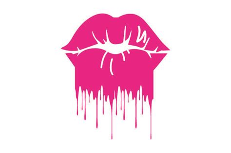 Digital Art And Collectibles Pink Lips Svg Melting Lips Lips Svg Lips Silhouette Dripping Lips Svg