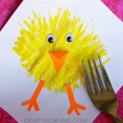 Make A Chick Craft Using A Fork Crafty Morning