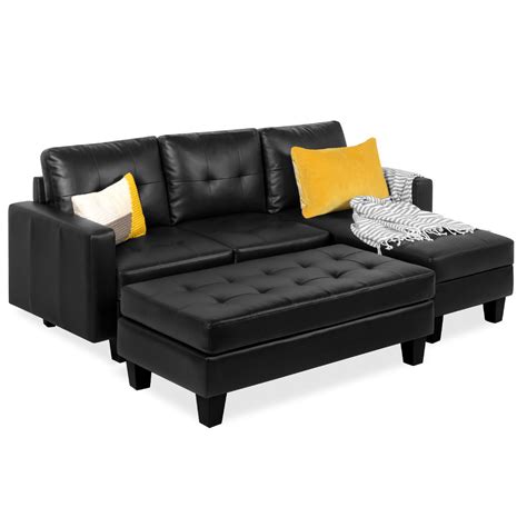 Made with independently encased coils, this. Best Choice Products 3-Seat L-Shape Tufted Faux Leather ...