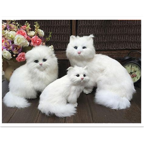 1 Piece Sweet Artificial Fur Made Cats Toywhite Persian Kat Kitten