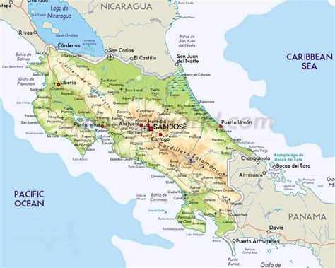 Detailed Costa Rica Maps With Points Of Interest Like Beaches Surf