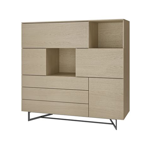 Aparador con huecos de madera clara -Palisandro Interiorismo