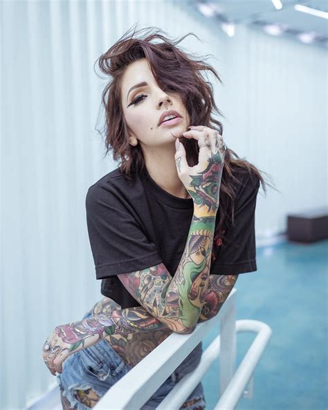 Angela Mazzanti Stunning Tattoo Model With Wavy Hair