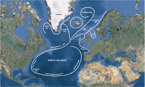 Map Of North Atlantic Area Showing Dominant Ocean Currents Background