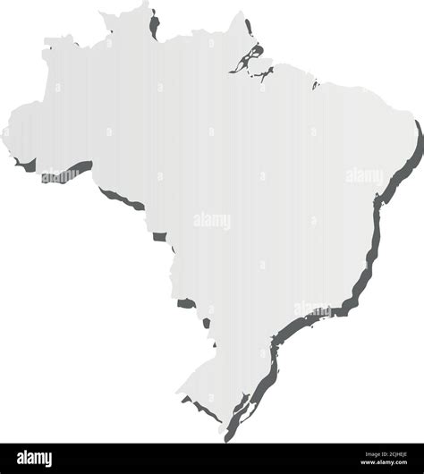 Brasil Mapa De Silueta Gris En 3d De La Zona Del País Con Sombra