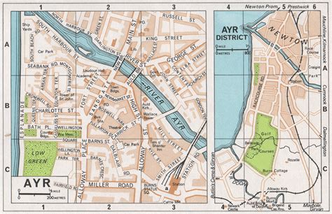 Ayr And District Vintage Town City Map Plan Scotland 1967 Old Vintage