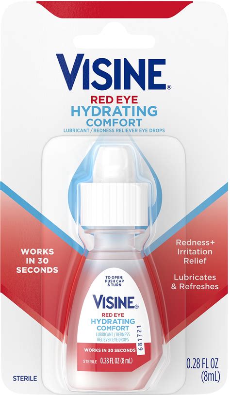 visine red eye hydrating comfort redness relief lubricating eye drops 0 28 fl oz 1 ea pack of