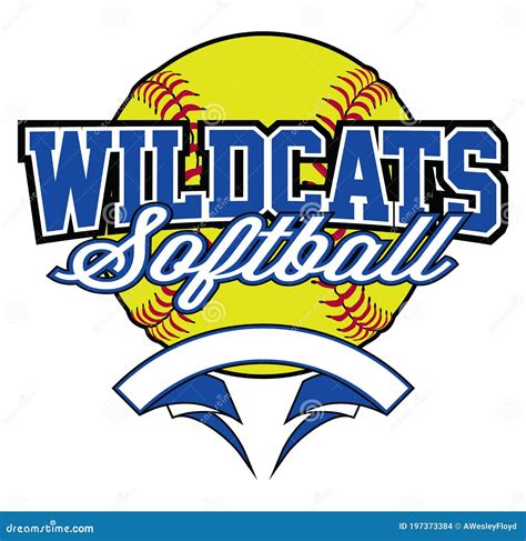 Wildcats Softball Design With Banner And Ball Stock Vector