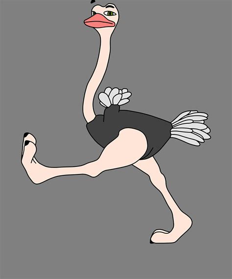 Ostrich Cartoon Ostrich Clipart Ostrich Leg Up Digital Art By Stacy