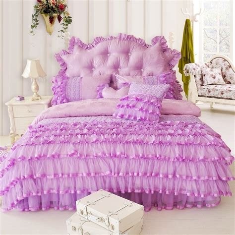 Sophisticated Elegant Solid Purple Vintage Applique Romantic Waterfall