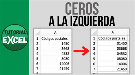 Mantener Ceros A La Izquierda En Excel Youtube