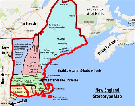 New England Stereotypes Map Vivid Maps