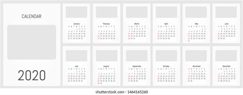 2020 Monthly Wall Calendar Vector Simple Stock Vector Royalty Free