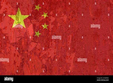 The Chinese National Flag Of China Asia Grunge Rusted Texturised