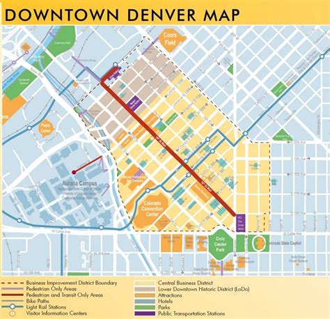Denver Downtown Map Downtown Denver Denver Map Day Trips From Denver