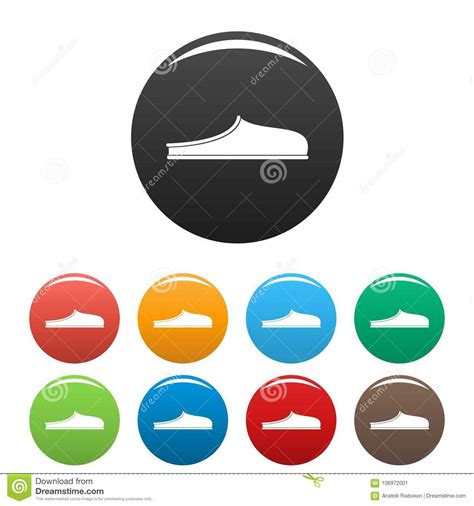 Slippers Icons Set Collection Circle Stock Vector Illustration Of
