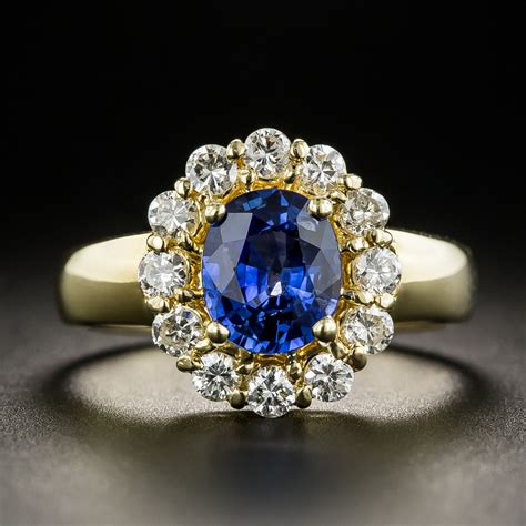 Estate 127 Carat Ceylon Sapphire Diamond Halo Ring Vintage Jewelry
