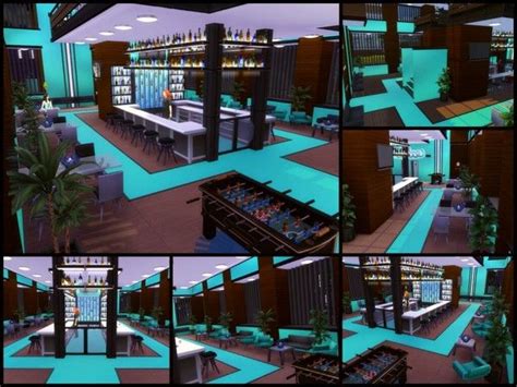 Sparkys Teal Nightclub Sims 4 Community Lots Sims House Sims 4