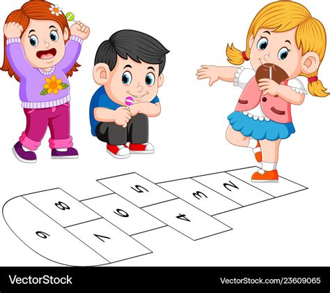 Children Playing Hopscotch Royalty Free Vector Image