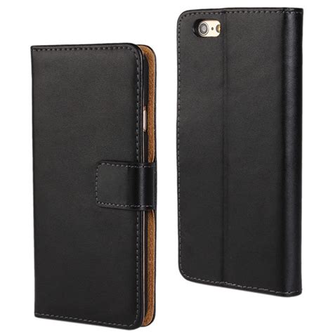 Black Genuine Leather Wallet Case For Apple Iphone 6 6s Phone Cover