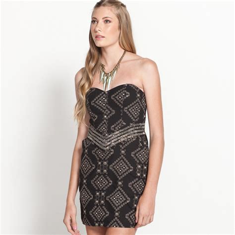 Embroidered Strapless Dress ($19.95) from dotti.com.au | Dresses, Black strapless dress, Womens ...