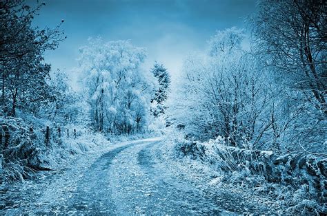 Hd Wallpaper Winter Frost Snow Cold Frozen Background Road