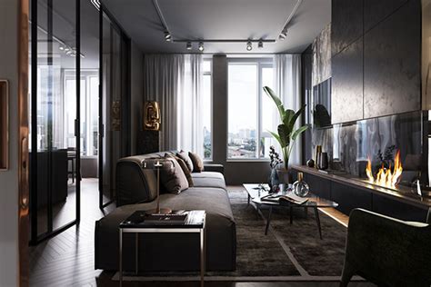 Apartment Interior Design In Dark Shades Behance