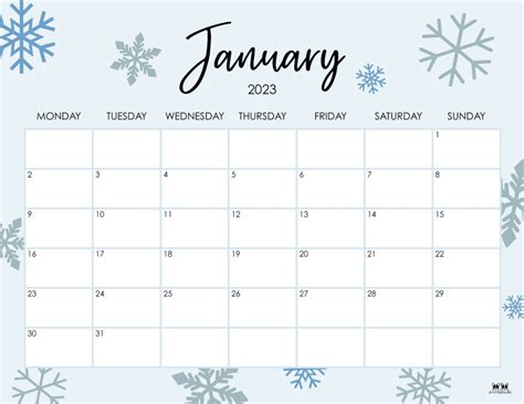 January Printable Calendar 2023